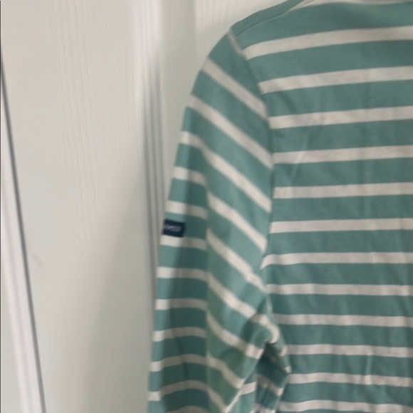 Saint James Green and White Striped Long Sleeve Shirt - Picture 12 of 16